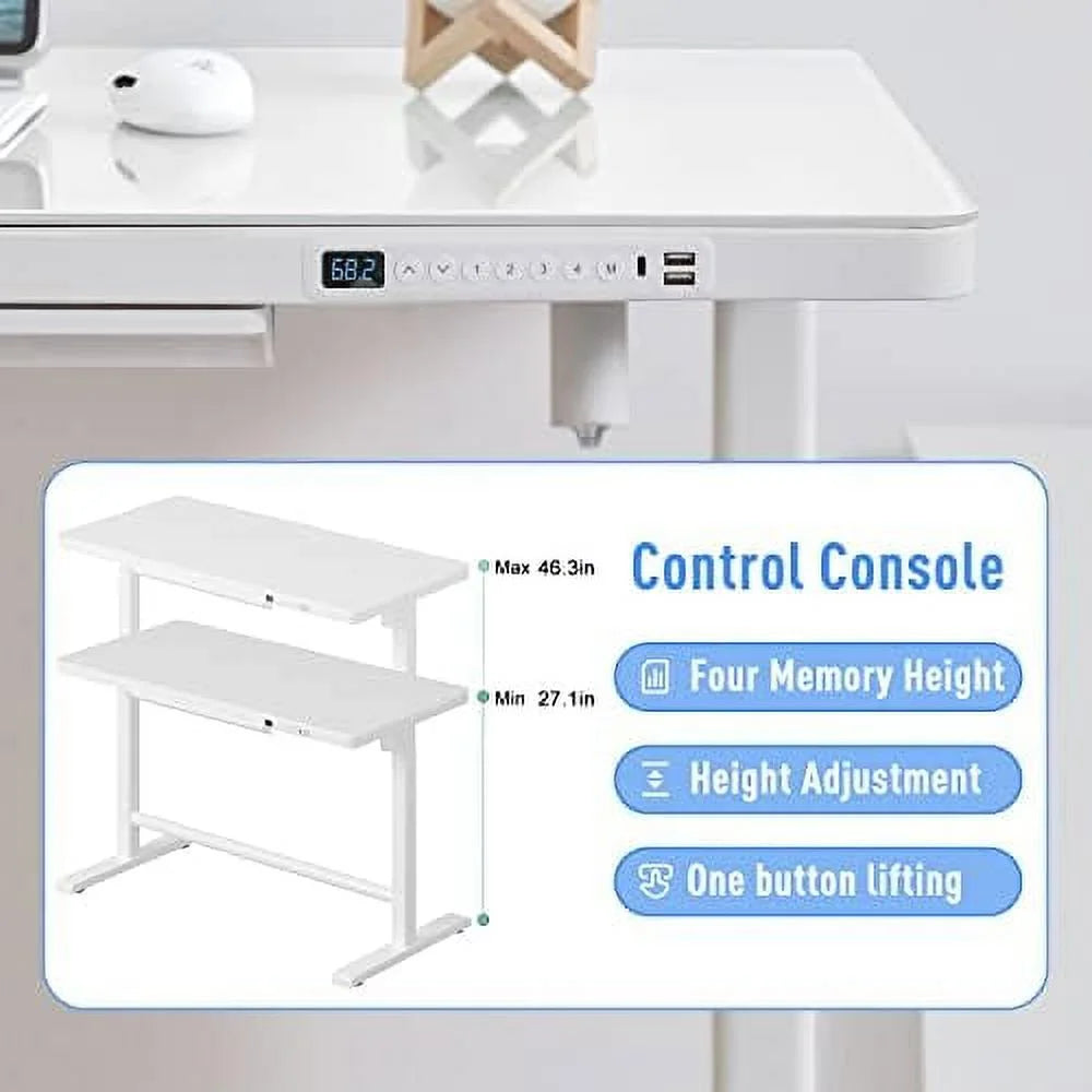 Electric Height Adjustable Standing Desk with Glass Top Z362101