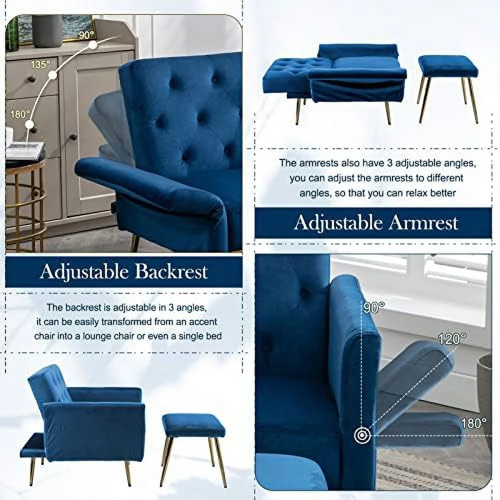 Velvet Accent Chair with Ottoman L6503