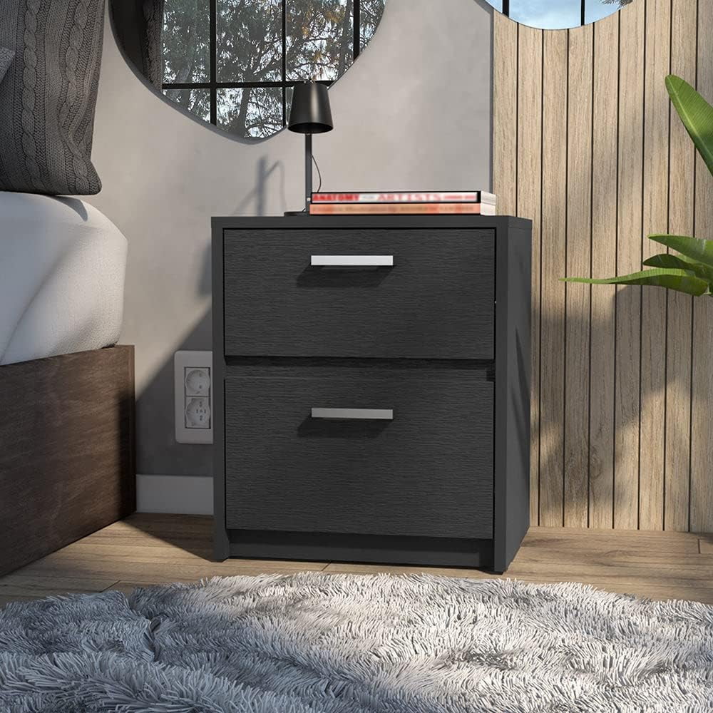 Black Two Drawers Nightstand U6636