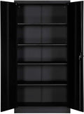 Black 70.8 H Metal Storage Cabinet with 4 Adjustable Shelf and 2 Locking Doors W764092