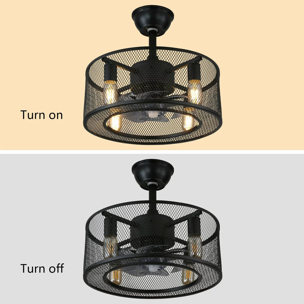 Caged Ceiling Fan Light with Remote K2162