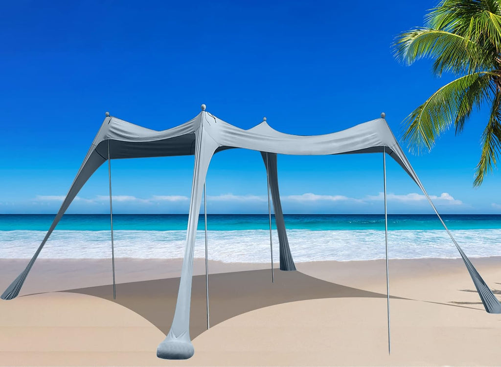 Family Beach Tent Sunshade Canopy Pop Up Sun Shelter 4 Pole with Carry Bag N872819