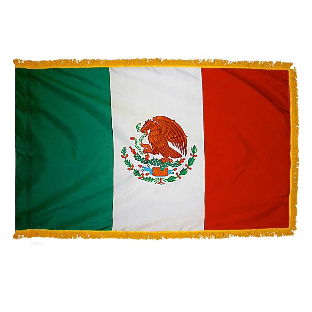 3ft. x 5ft. Mexico Flag with Side Pole Sleeve and Fringe K865