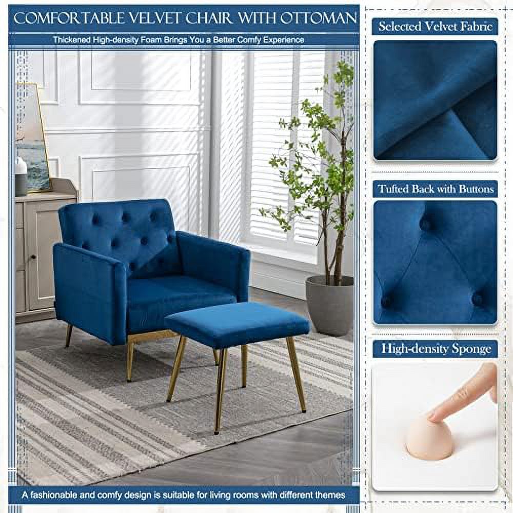 Velvet Accent Chair with Ottoman L6503
