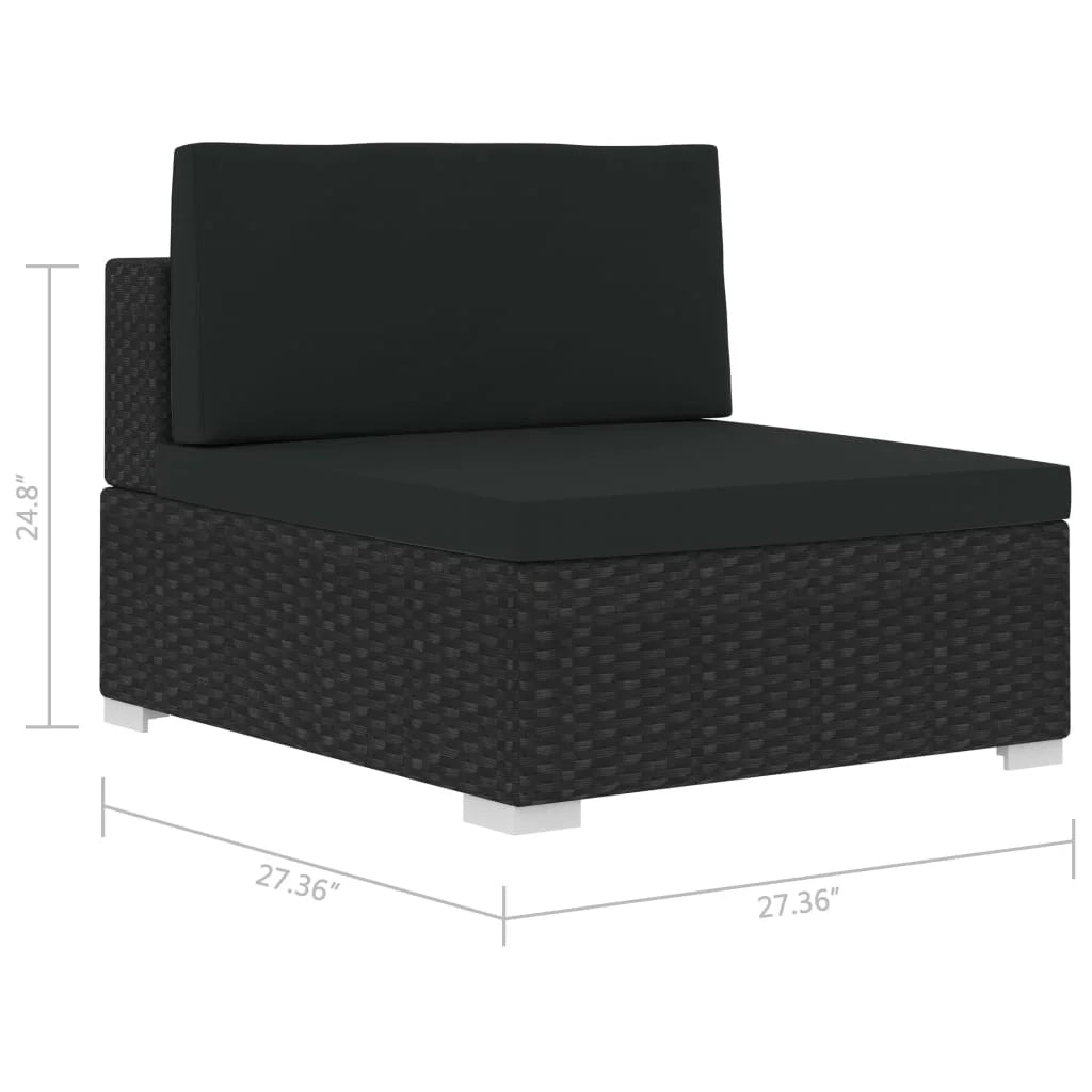 Black Poly Rattan Patio Sofa Set with Cushions I70026