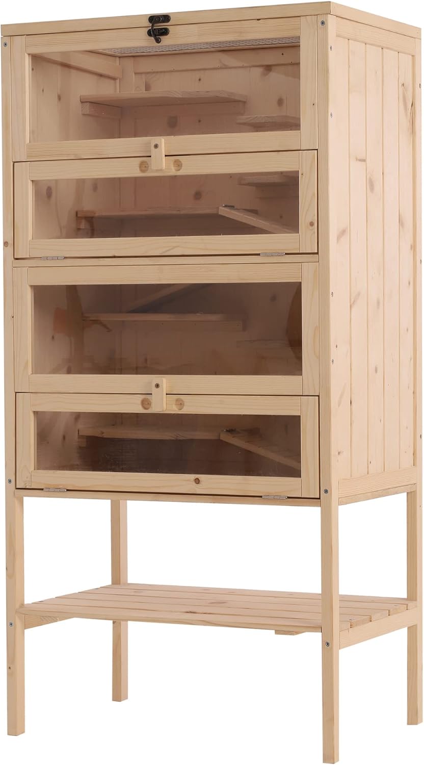 5-Tier Wooden Hamster Cage with Openable Top and Front Door O509