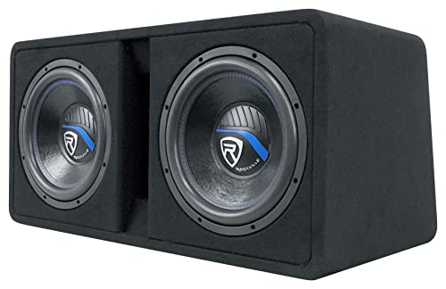 Dual 10" 2400w Car Subwoofers with Vented Sub Enclosure Box, 2 Ohm, Black R254671