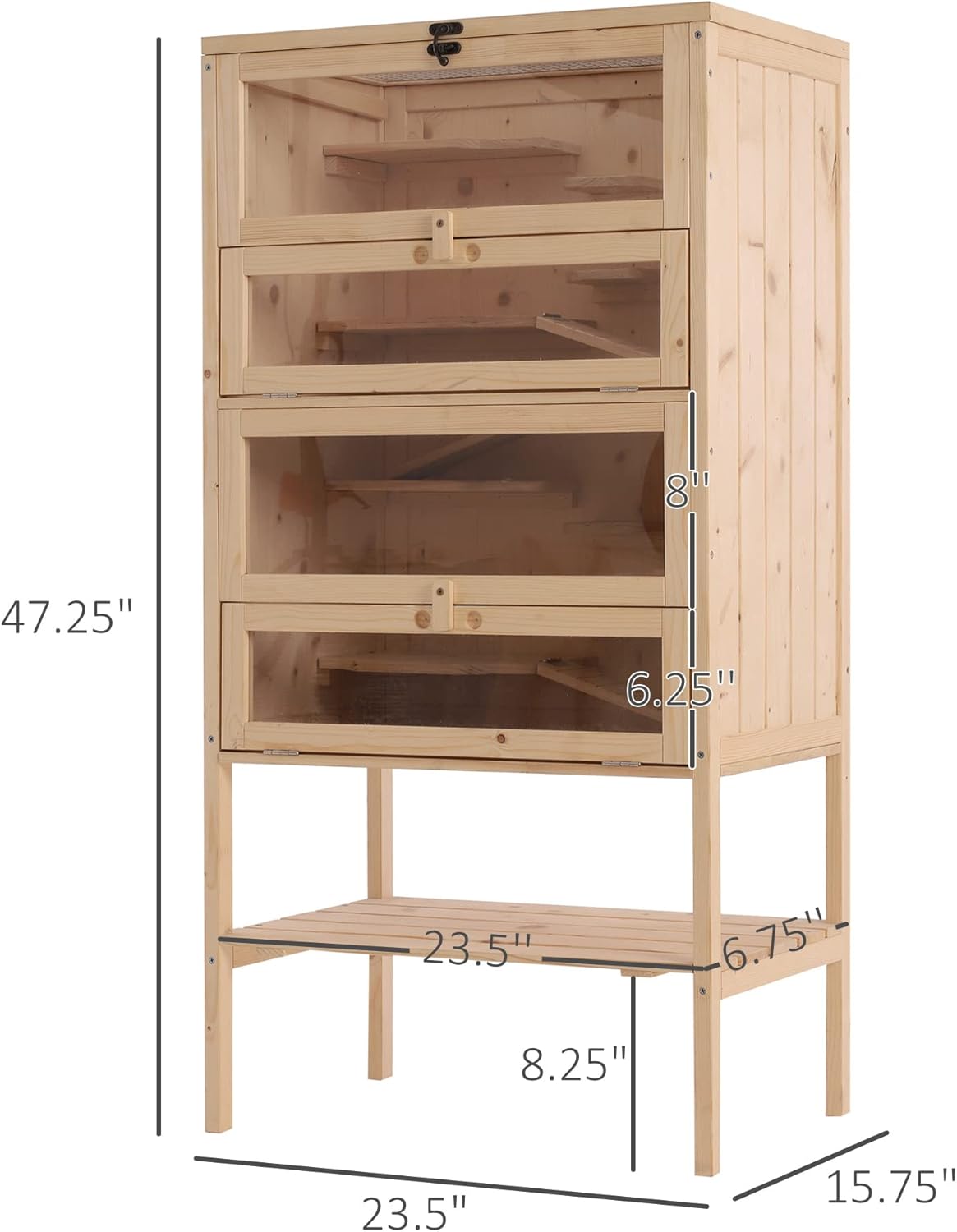 5-Tier Wooden Hamster Cage with Openable Top and Front Door O509