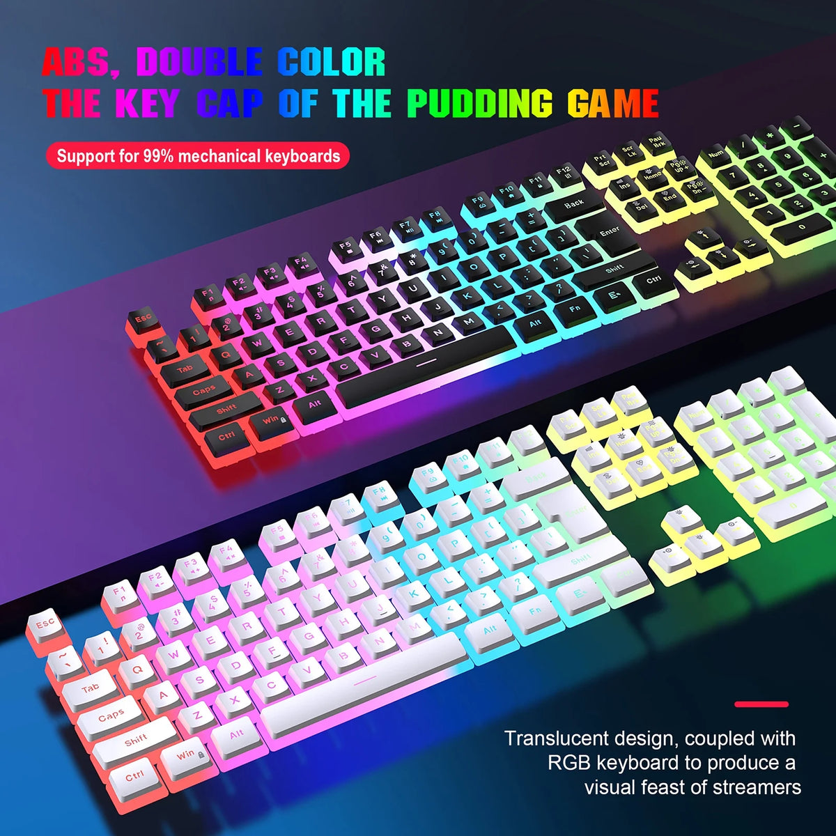 RGB Backlit Mechanical Gaming Keyboard with ABS Pudding Keycaps S14376