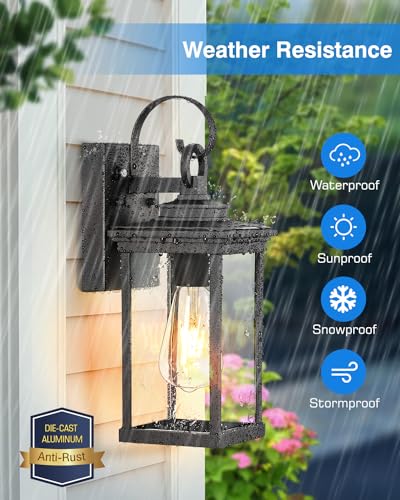 2 Pack Matte Black Outdoor Wall Lights J942