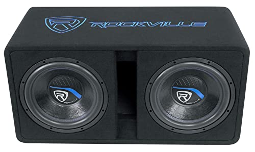 Dual 10" 2400w Car Subwoofers with Vented Sub Enclosure Box, 2 Ohm, Black R254671