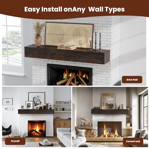 Oak Floating Mantel Shelf 60 X 9 X 6 inch O417