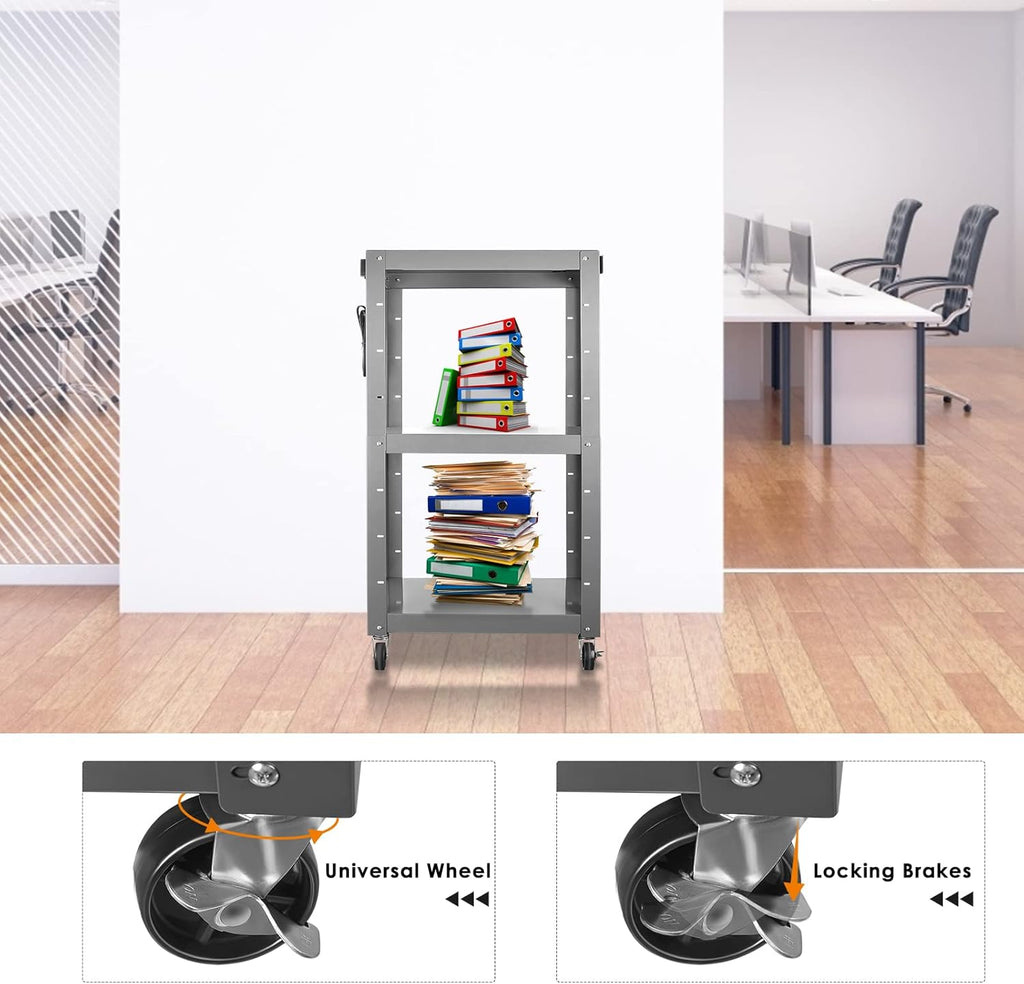 Steel Height Adjustable Media Cart with Outlets N36688
