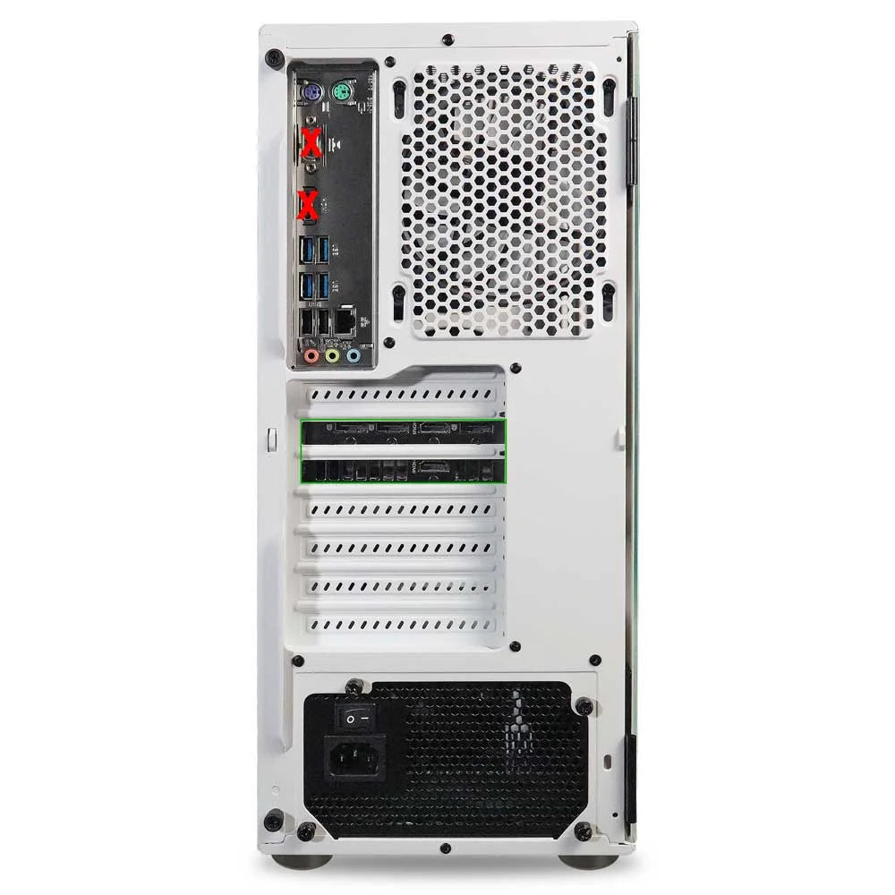 White AMD Ryzen 5 2600 NVIDIA RTX 3060 12GB 32GB DDR4 3200 RAM 1TB NVMe SSD Windows 11 Pro Gaming PC U136