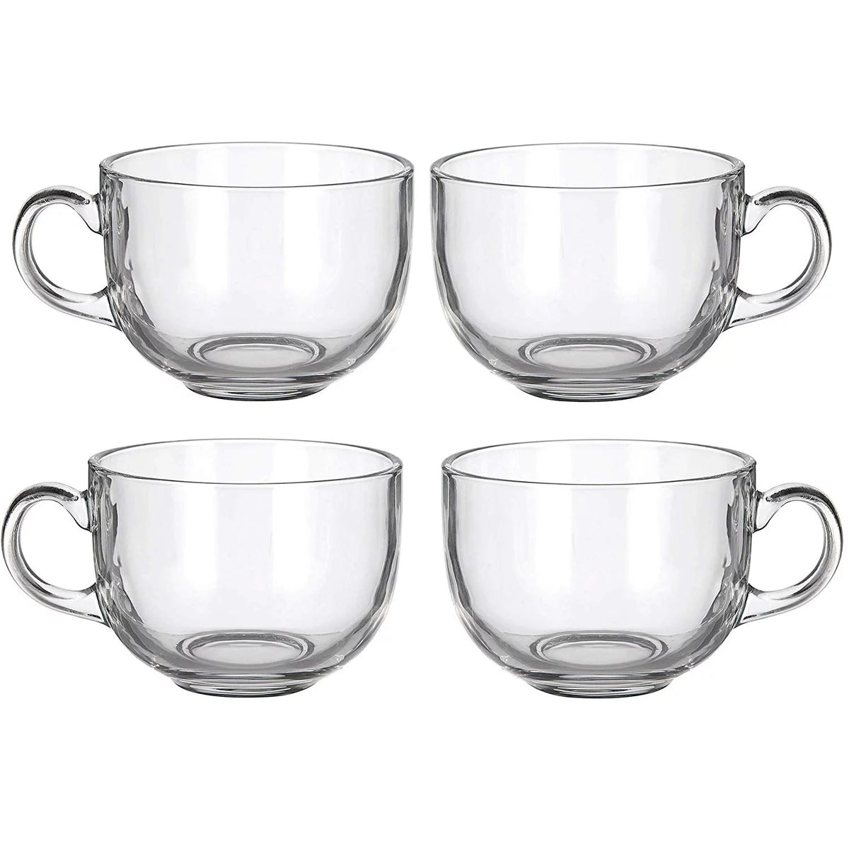 Set of 4 16oz Glass Mug with Handle L64362