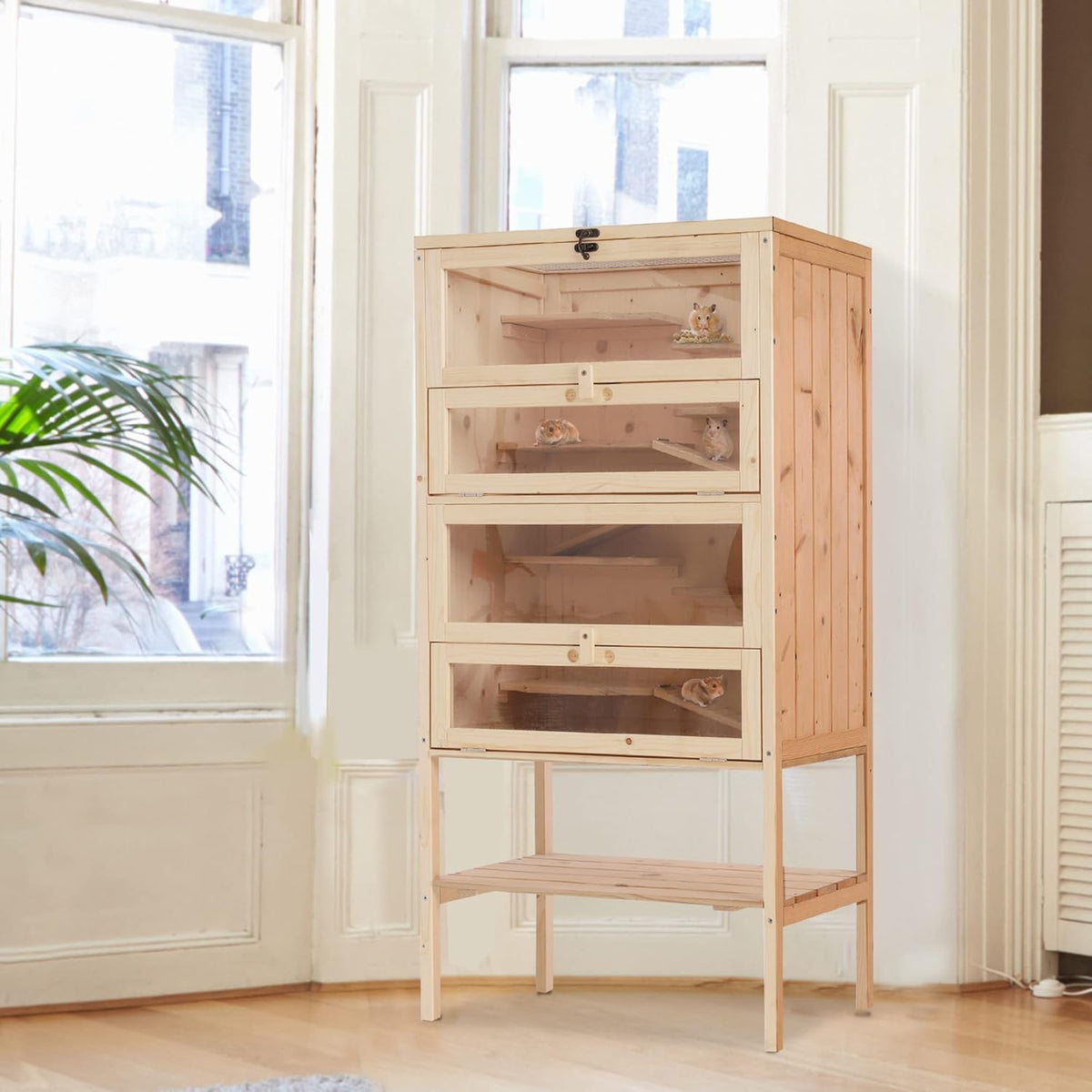 5-Tier Wooden Hamster Cage with Openable Top and Front Door O509