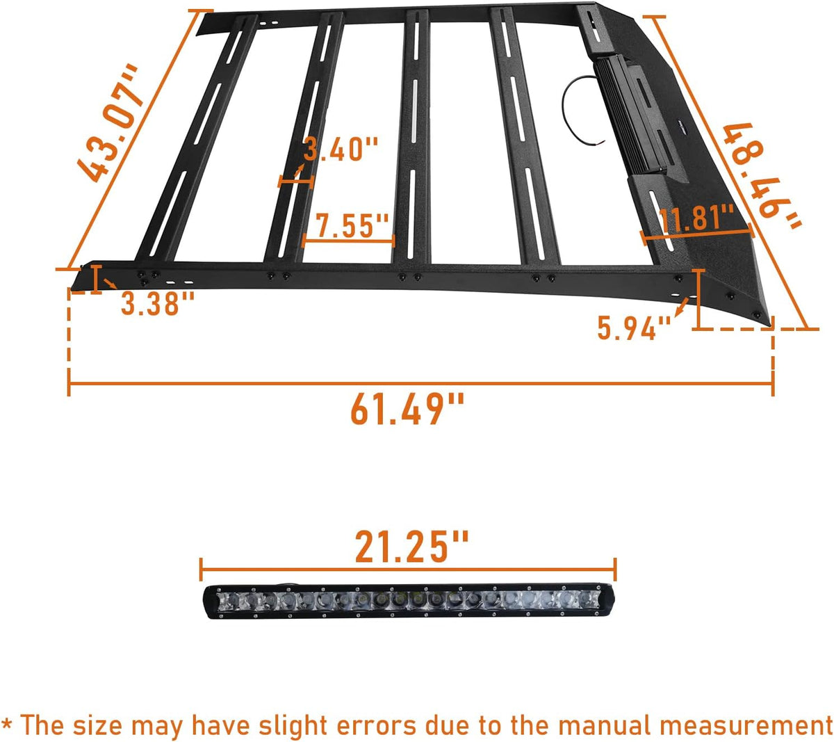 Roof Rack Basket Cargo Carrier with 100W LED Light Bar K781