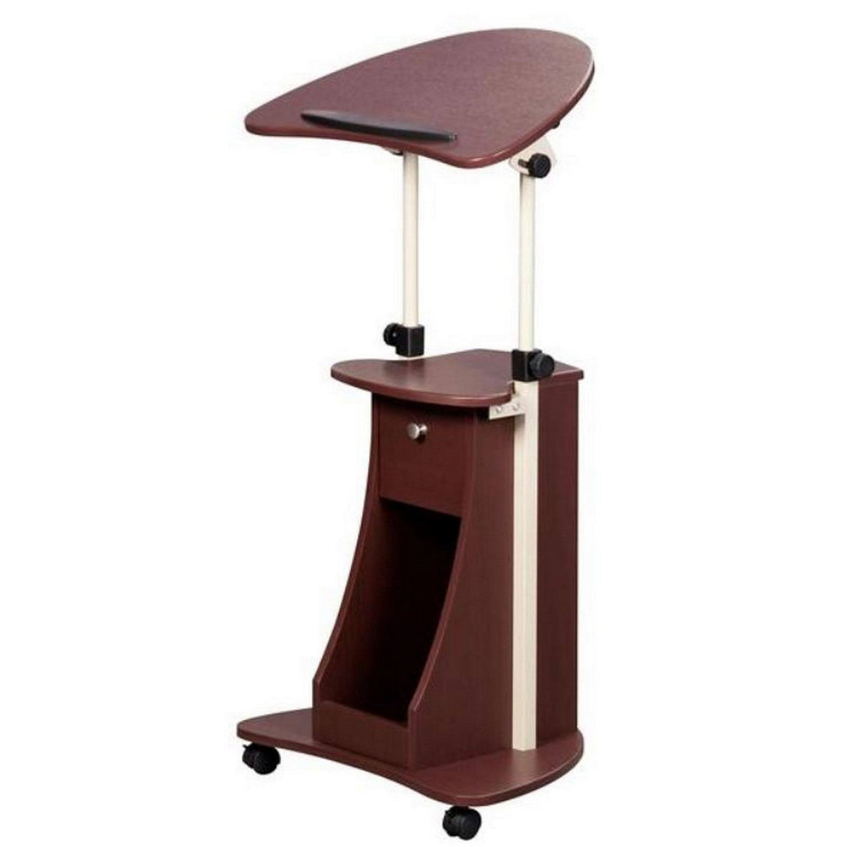 Rolling Adjustable Laptop Cart with Storage Black I365