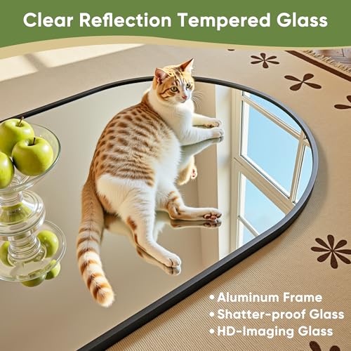 Black 78" Oversized Arched Full Length Floor Mirror with Stand X93439