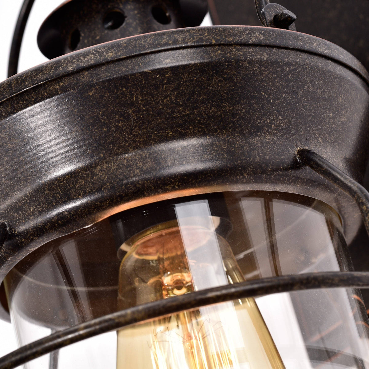 1-Light Oil Rubbed Bronze Outdoor Wall Lantern Sconce with Clear Glass C130229