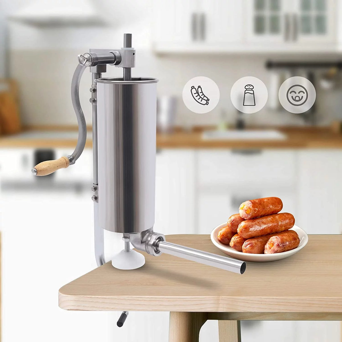 7lb 3L Stainless Steel Sausage Stuffer W6948