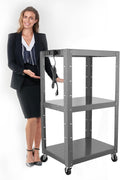 Steel Height Adjustable Media Cart with Outlets N36688
