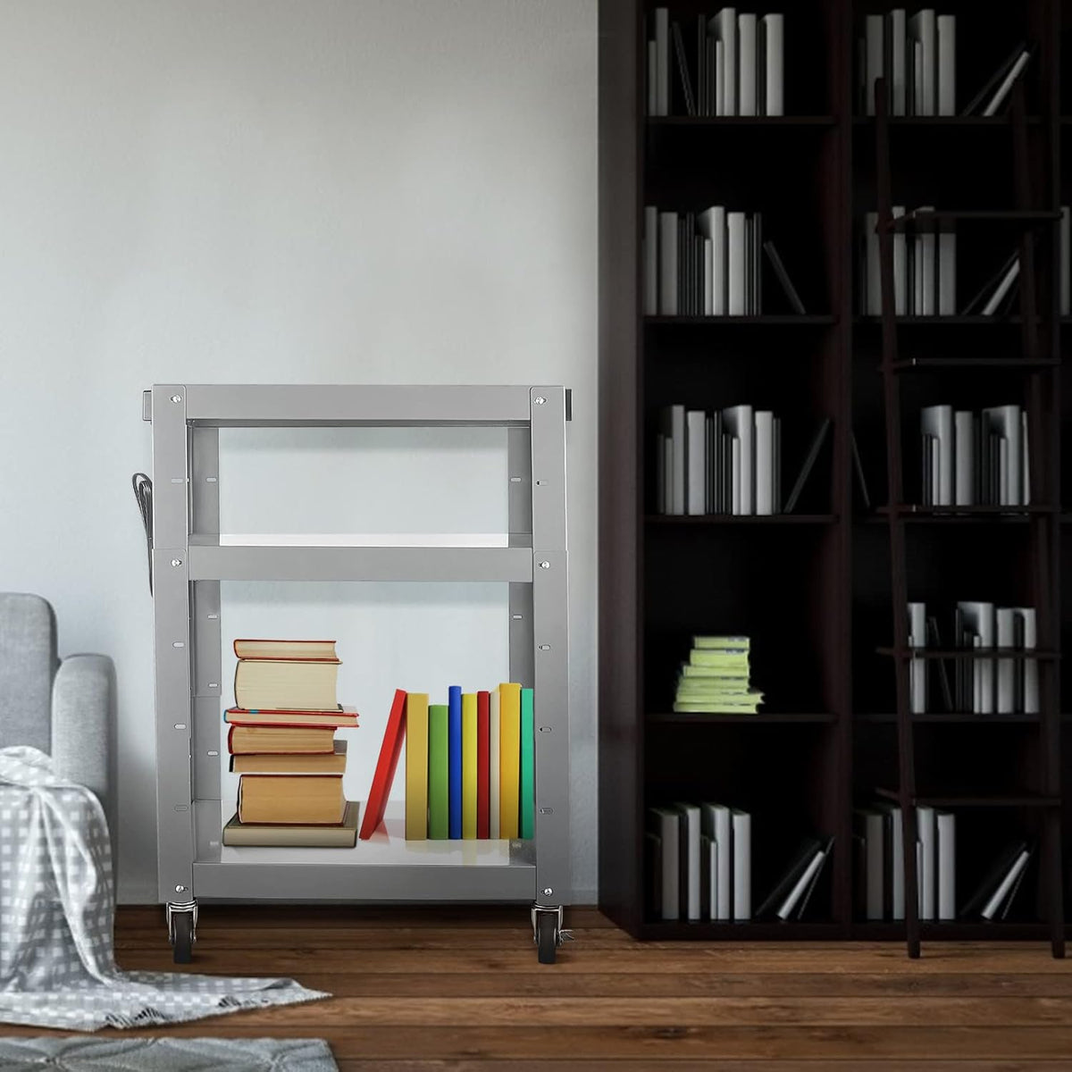 Steel Height Adjustable Media Cart with Outlets N36688