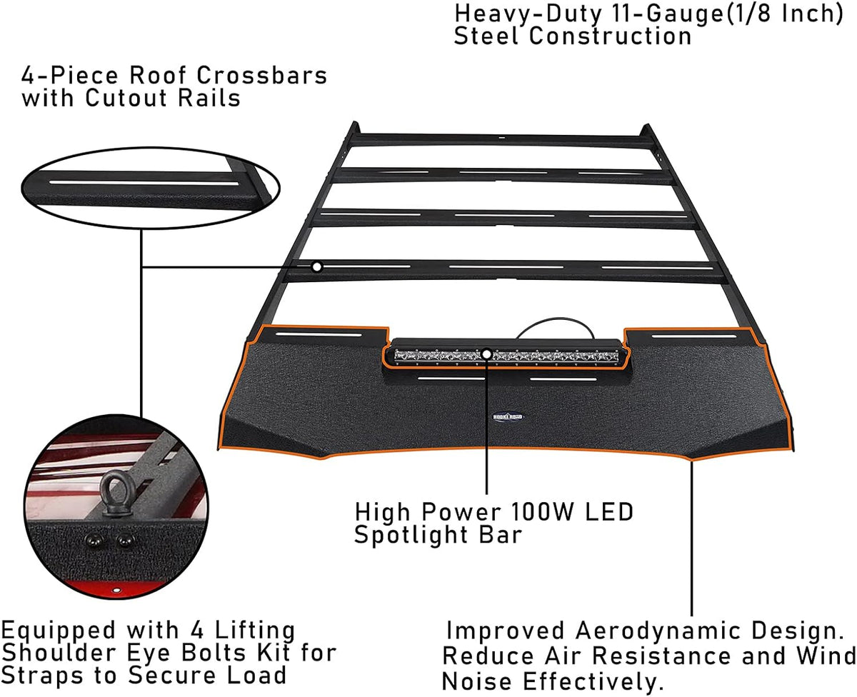 Roof Rack Basket Cargo Carrier with 100W LED Light Bar K781