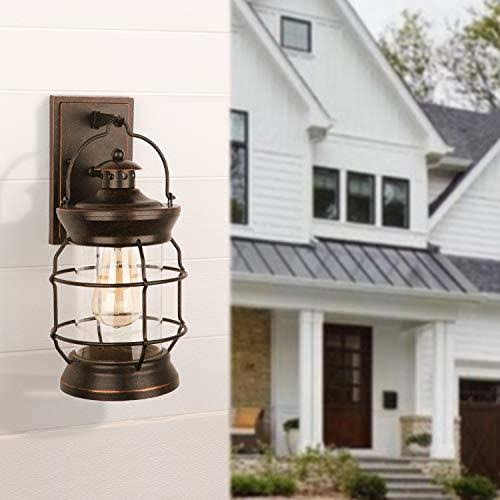 1-Light Oil Rubbed Bronze Outdoor Wall Lantern Sconce with Clear Glass C130229