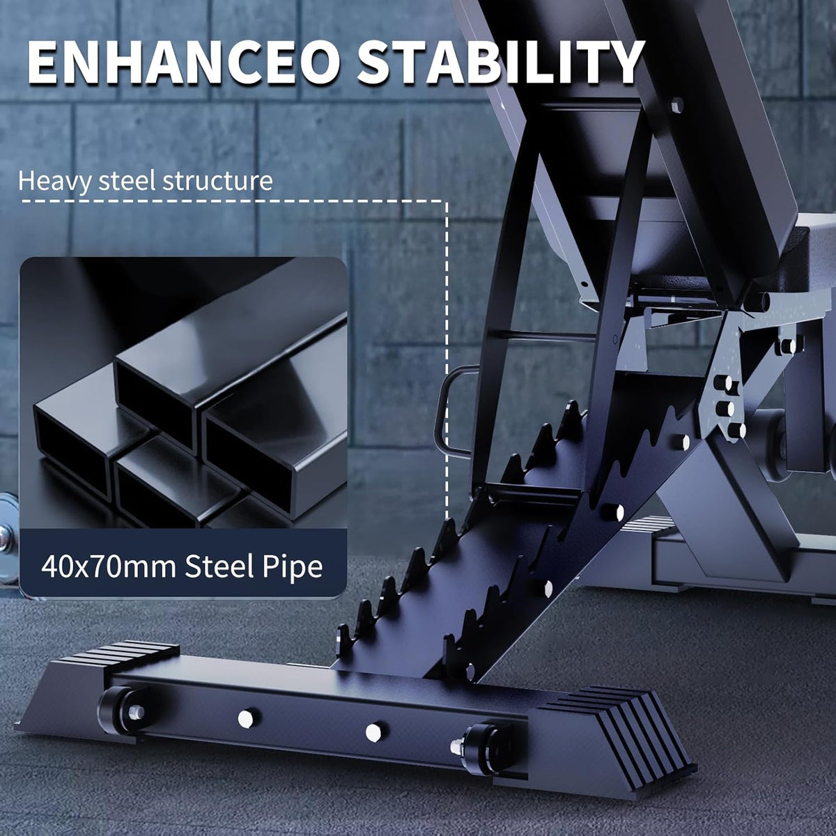 Adjustable Weight Bench, 1100 LB Capacity Heavy-duty Foldable Flat/Incline/Decline Exercise Bench O50919