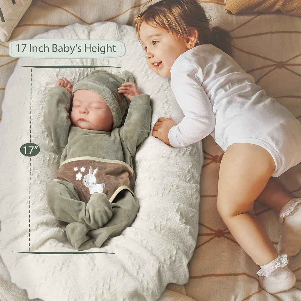 17-Inch Soft Cloth Body Realistic Newborn Sleeping Baby Doll B9761