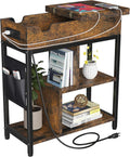 Side Table with Charging Station, Flip Top End Table with USB Ports and Outlets M1117