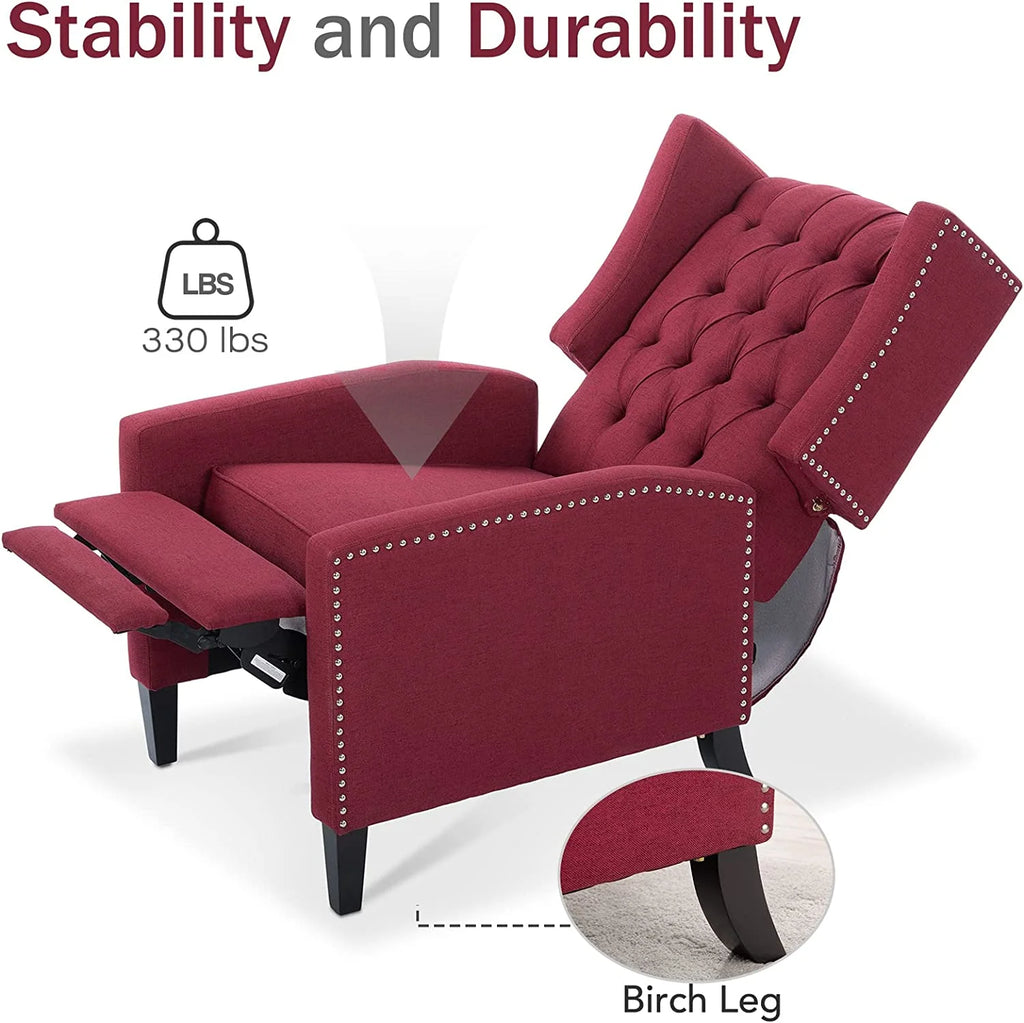 Blue Tufted Fabric Push Back Arm Recliner G244512