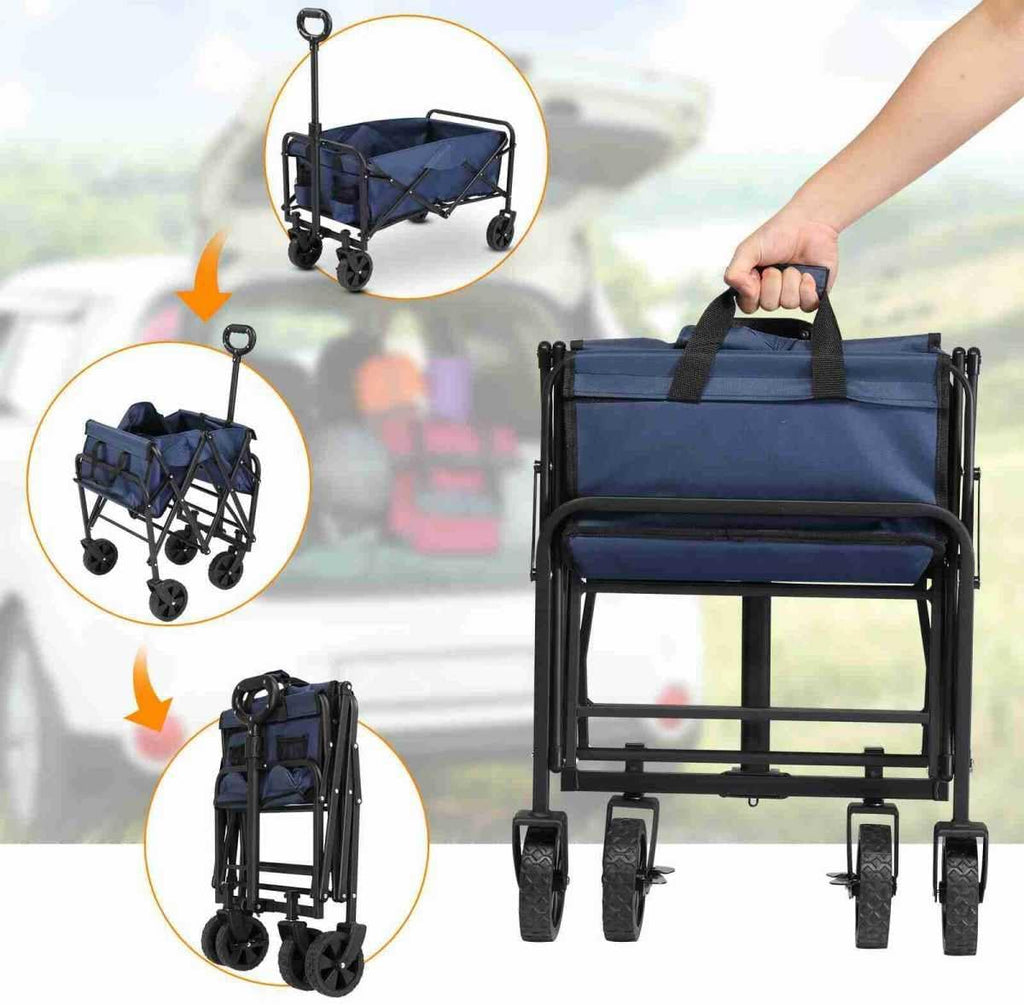 Blue Heavy Duty Folding Wagon with All Terrain Wheels S64563
