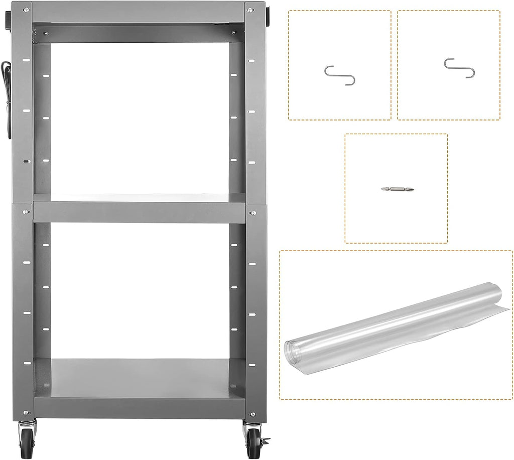 Steel Height Adjustable Media Cart with Outlets N36688
