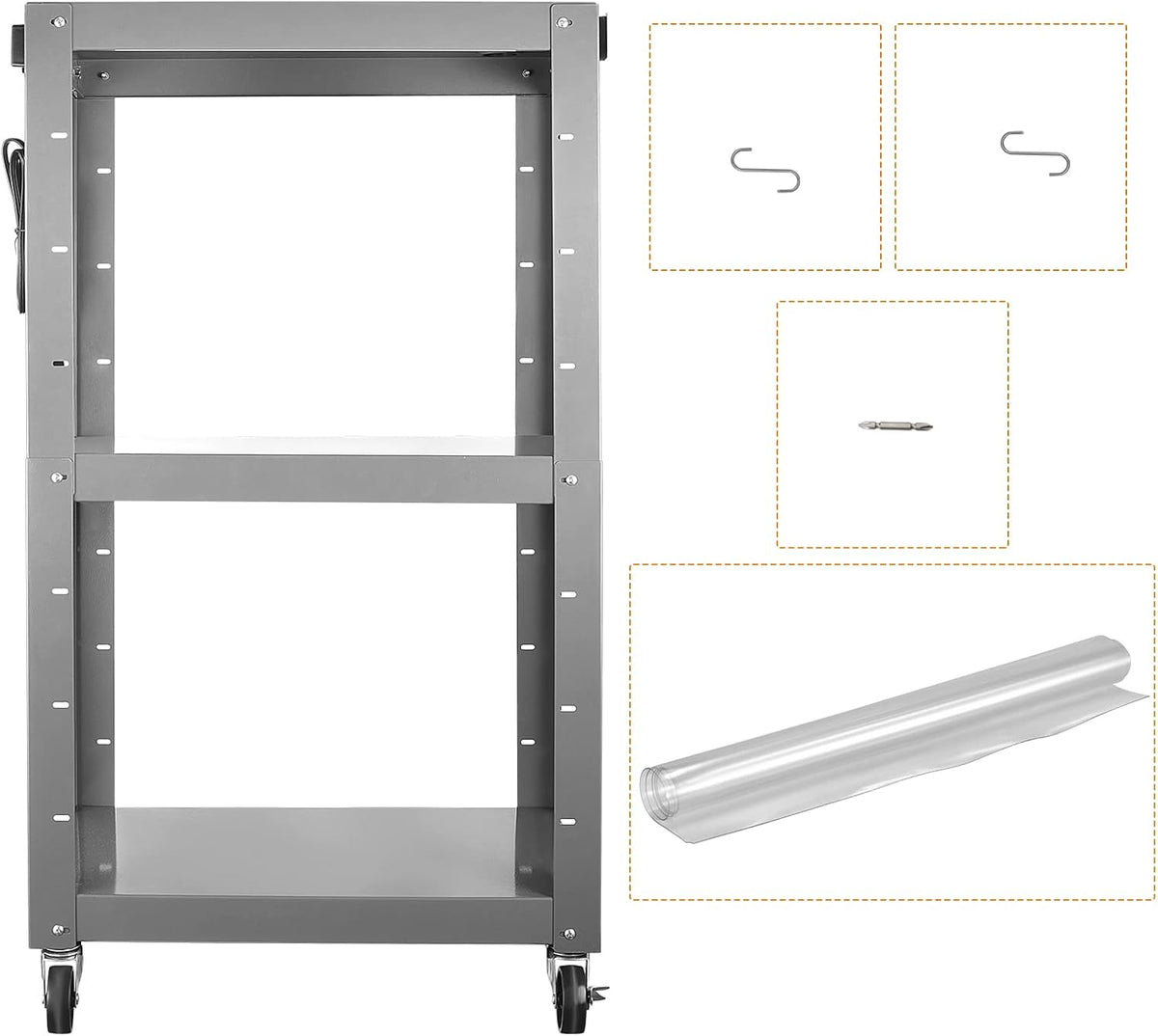 Steel Height Adjustable Media Cart with Outlets N36688