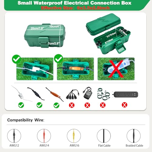 Small Weatherproof Electrical Connection Box (6 x 3.5 x 2.8 inch), Black G8754