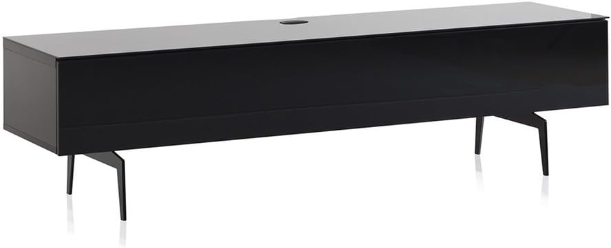 Black Wood and Glass TV Stand with Metal Legs C85345