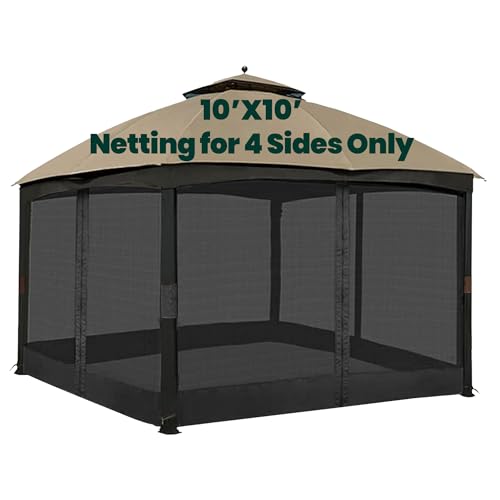 Black 10' x 10' 4-Panel Mosquito Netting with Zippers Q6159