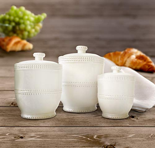 3-Piece Ceramic Canister Set White D636017