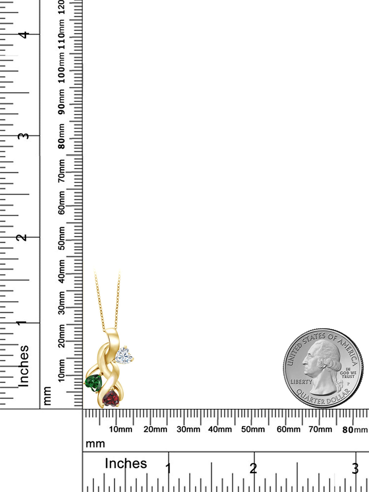 18K Yellow Gold Plated Silver White Moissanite Green Nano Emerald Red Garnet Heart Shape Pendant A135