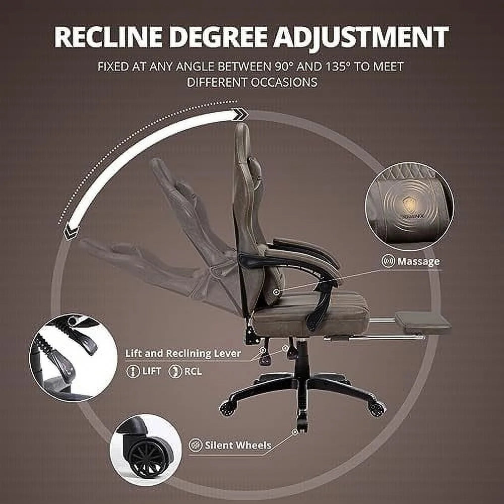Black Ergonomic Gaming Chair with Footrest C77056