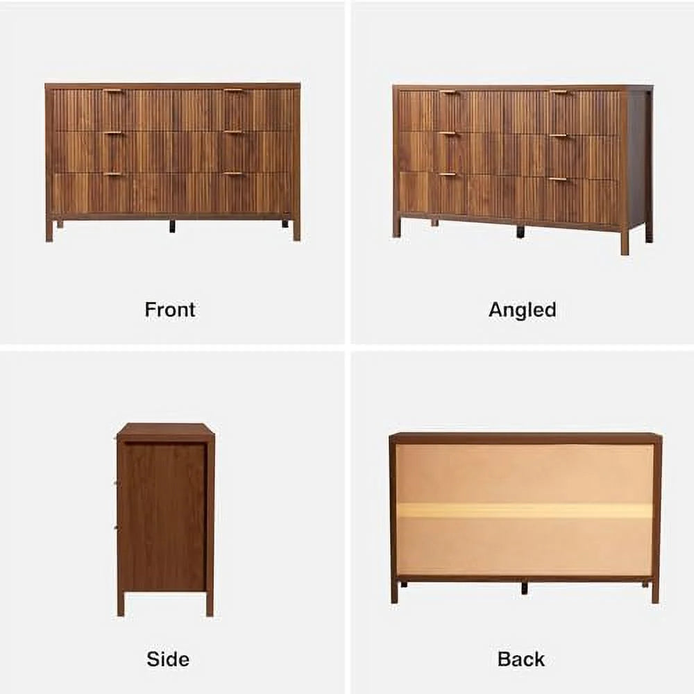 6 Drawer Double Dresser with Fluted Panel C66160