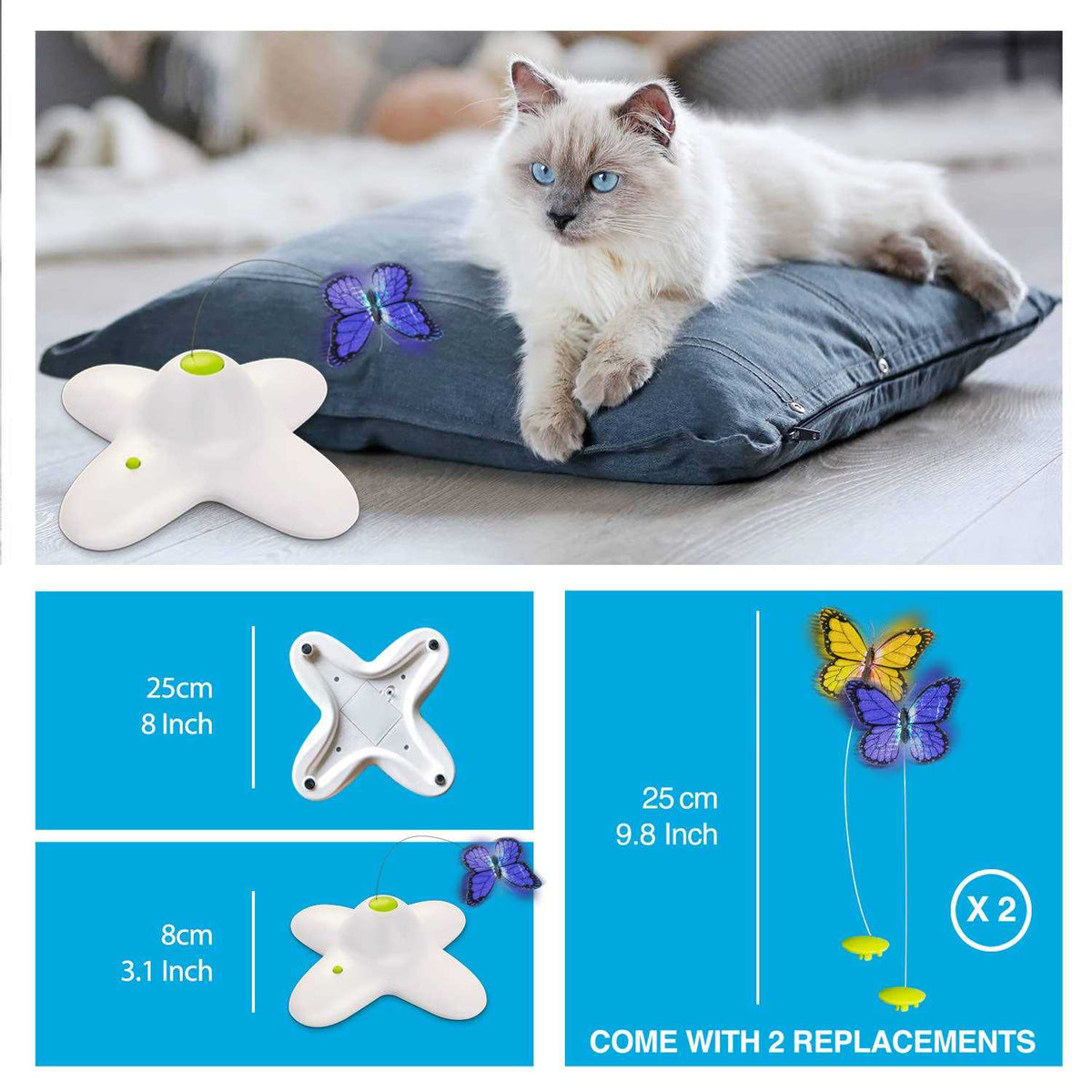 Interactive Cat Butterfly Toy with Two Replacements X5199