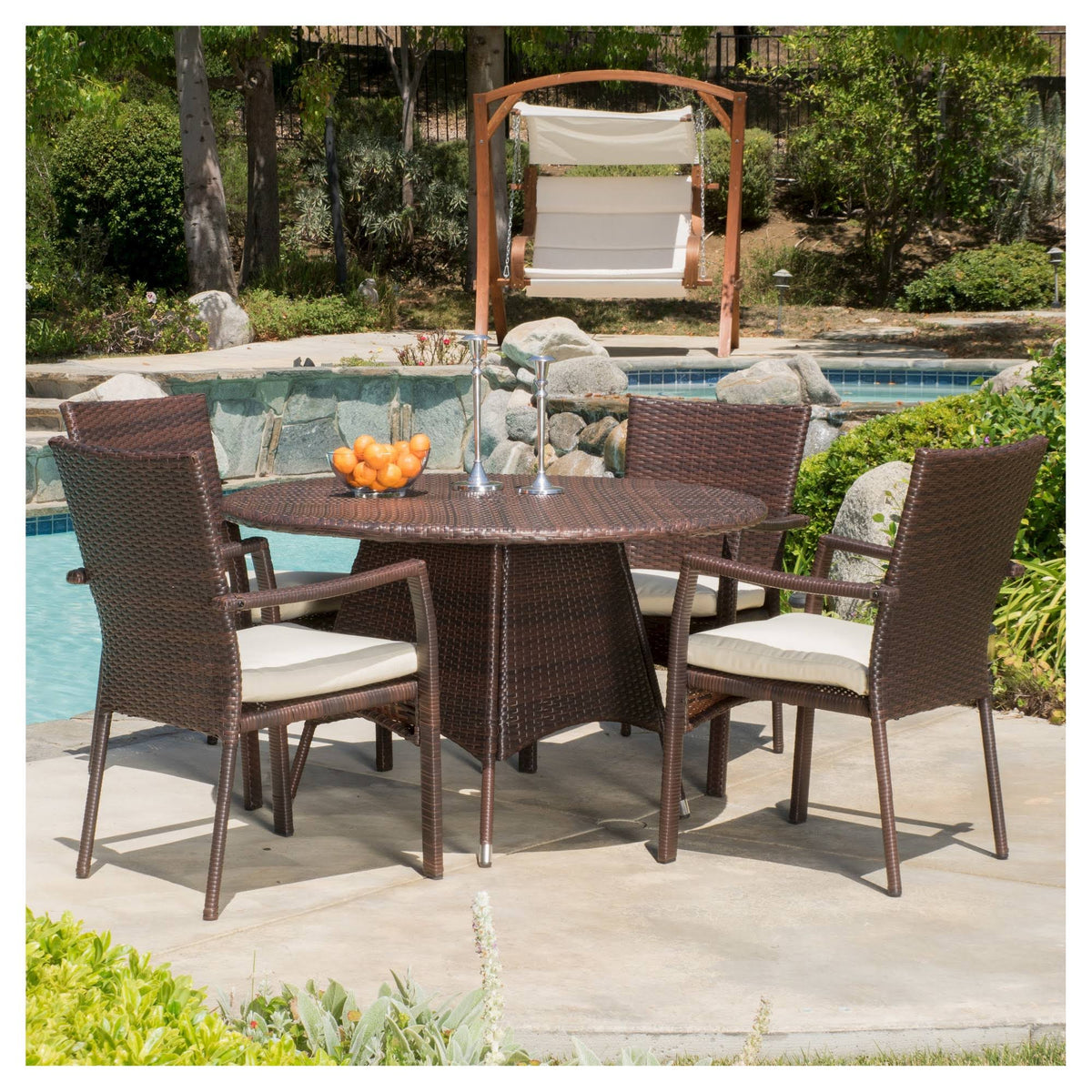 5 Piece Wicker Patio Dining Set M6530