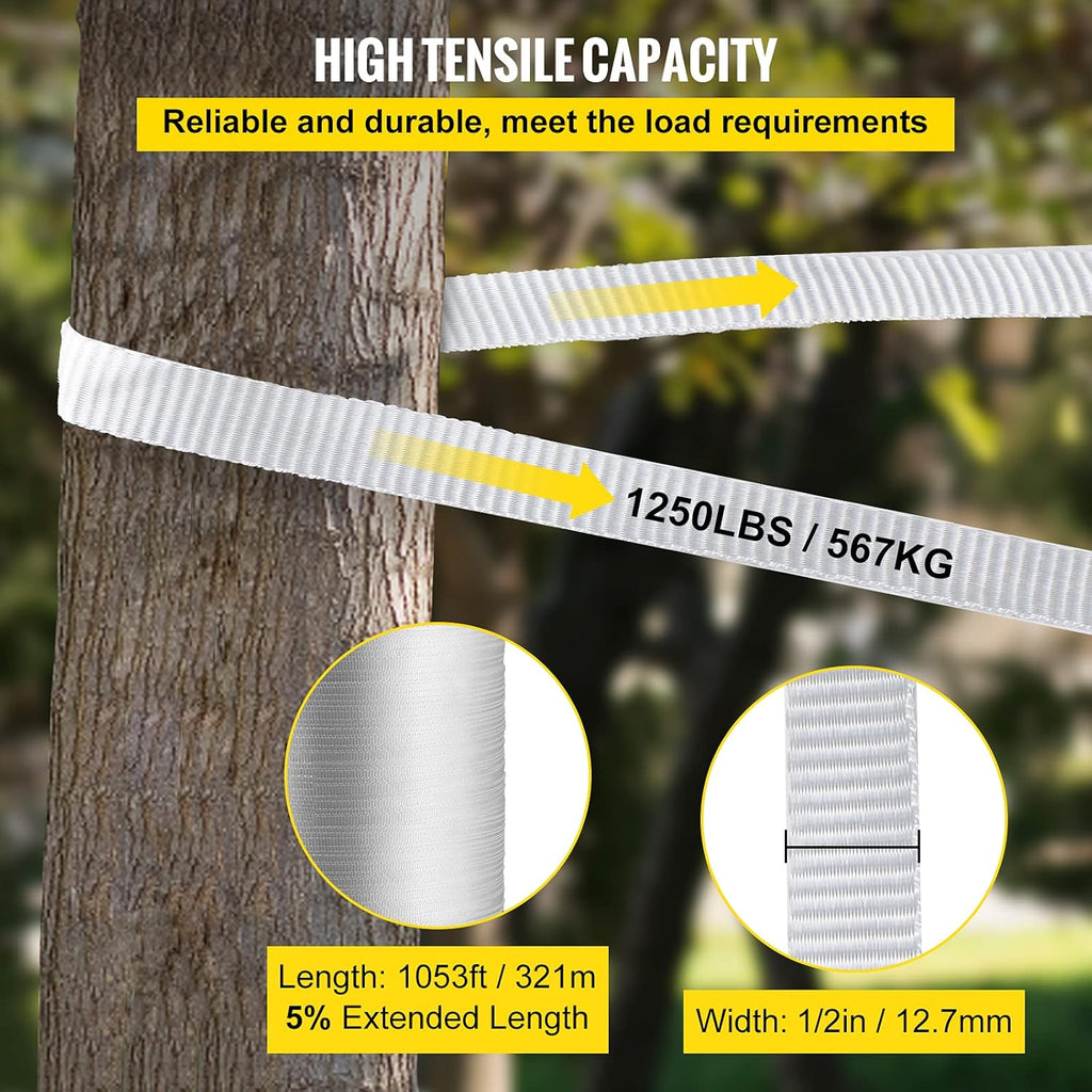 1250Lbs Polyester Pull Tape, 1053' x 1/2" Flat Tape, Pack of 2 E43825
