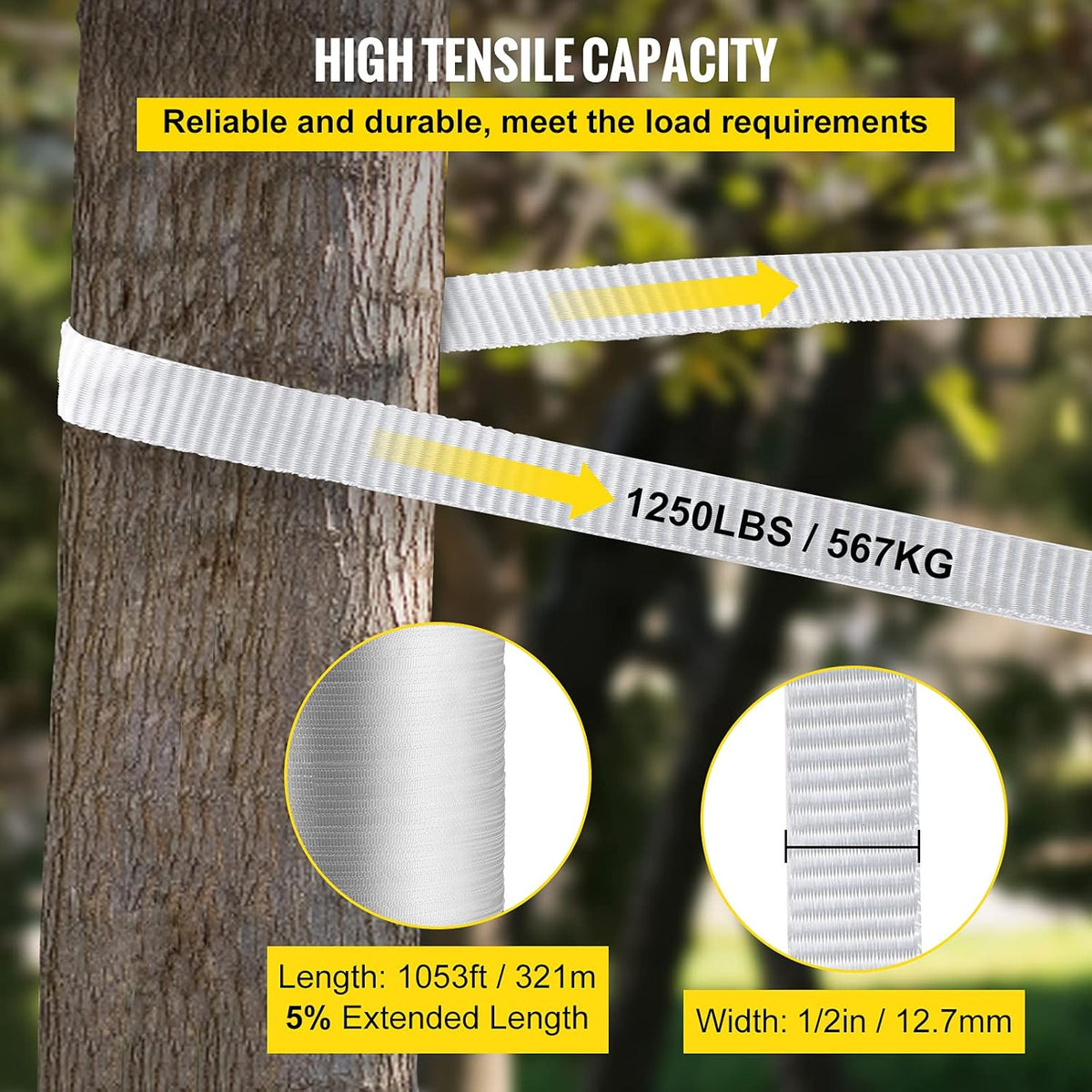 1250Lbs Polyester Pull Tape, 1053' x 1/2" Flat Tape, Pack of 2 E43825