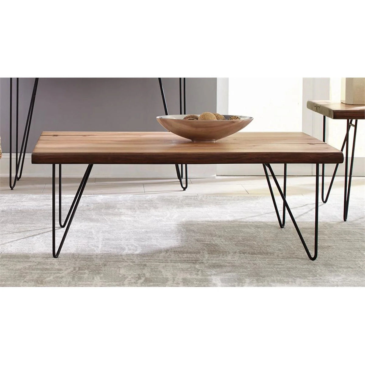 Mid-Century Wood Coffee Table with Hairpin Legs G3085