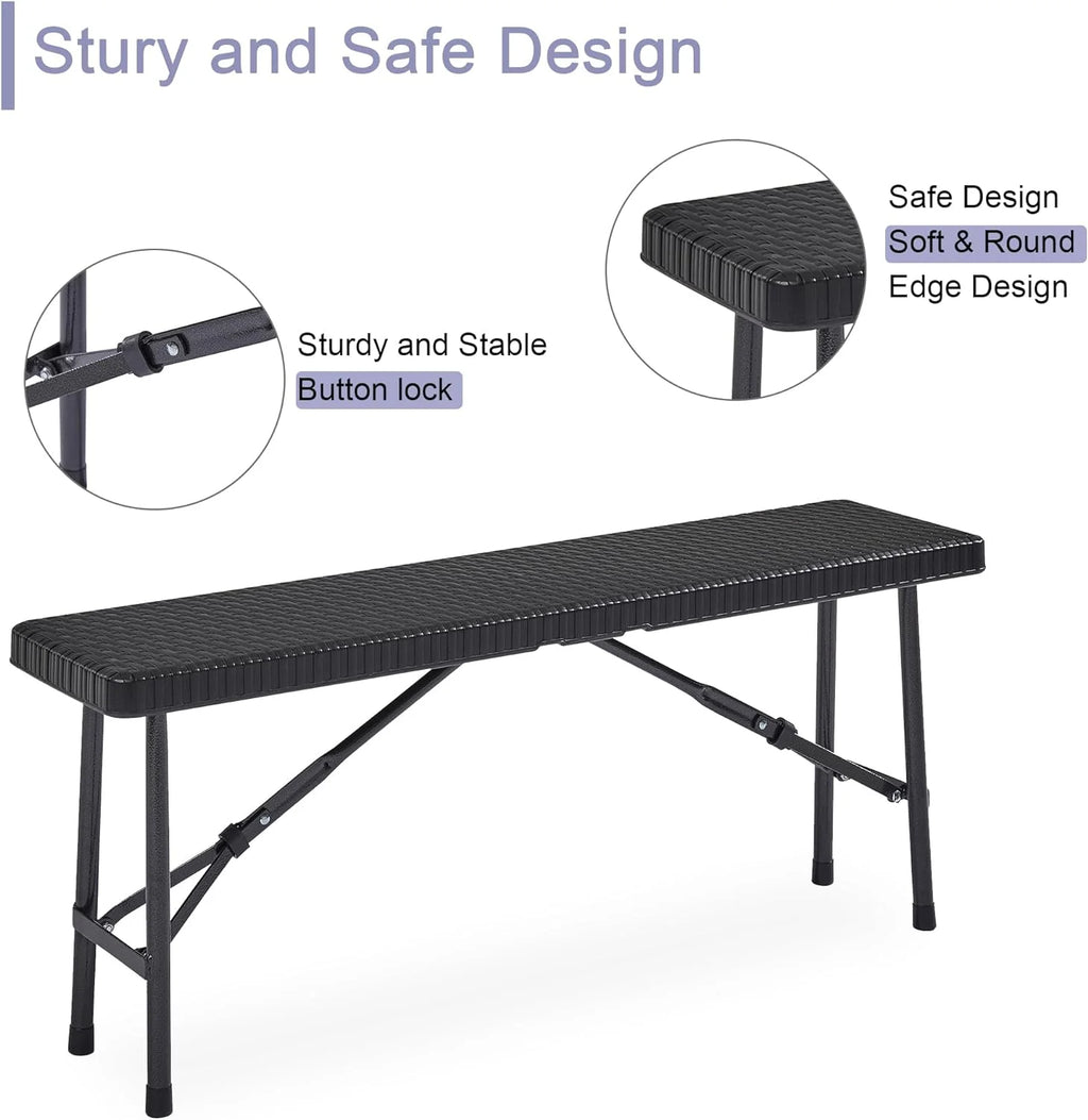 Black 3 Piece Folding Picnic Table with Benches V562099