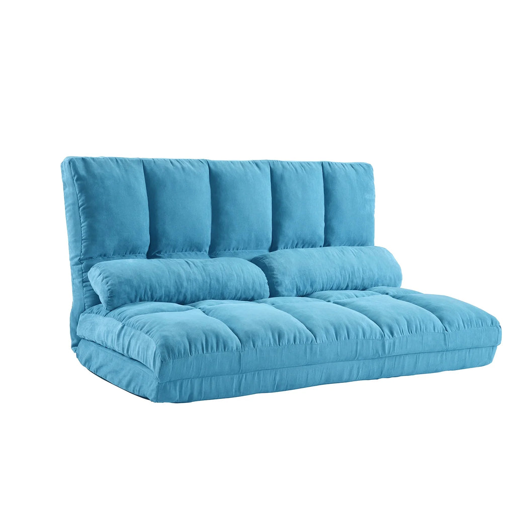 Blue Double Chaise Lounge Sofa with Two Pillows E2995